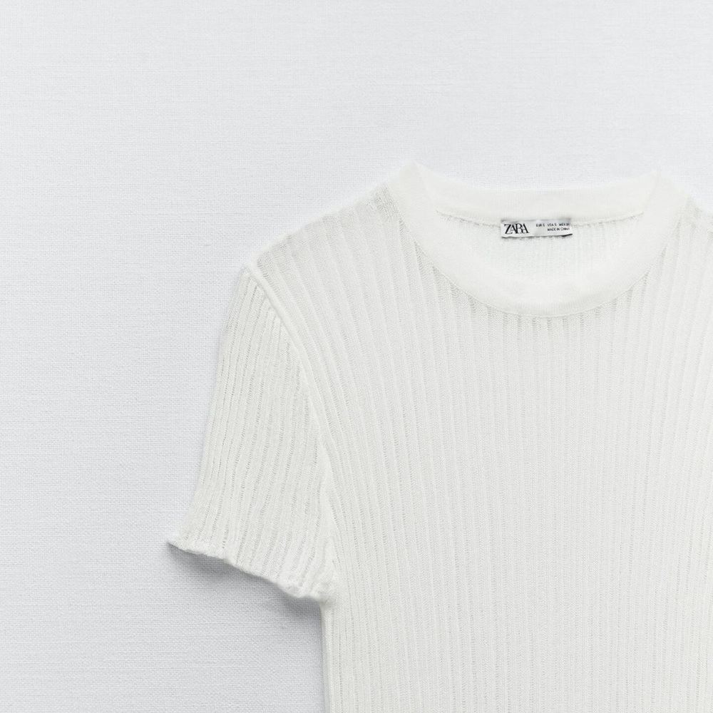Zara Sheer Ribbed Top